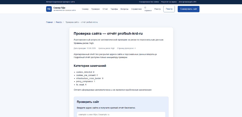 Публичный отчёт: уровень риска и категории замечаний